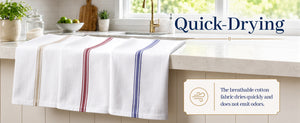Homaxy 100% Ring Spun Cotton Kitchen Towels 6 Pack, Blue Stripe - 15 x 25 Inch, Highly Absorbent Dish Towels for Kitchen Drying, Reusable Cleaning Cloths, Soft Tea Towels with Hanging Loop