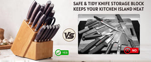 PAUDIN 17 PCS Kitchen Knife Set, Razor Sharp Knife Block Sets, Ideal Gifts - Elegant Kitchen Knife Set with Block, Knife Set with Built-in Sharpener, Dishwasher Safe