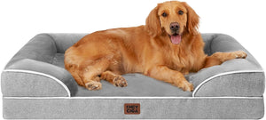 EHEYCIGA Orthopedic Dog Beds Large Sized Dog, Waterproof Memory Foam Pet Bed with Sides, Non-Slip Bottom Large Pet Bed with Washable Removable Cover, Grey - Non-Slip Bottom and Egg-Crate Memory Foam XL Dog Couch Bed with Washable Removable Cover, Grey