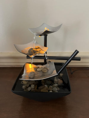 Homedics Tabletop Water Fountain, Home Décor Soothing Sound Machine - Automatic Pump, Deep Basin & Natural River Rocks. Indoor Zen Relaxation for Office, Living Room, or Bedroom, 8.25” Tall
