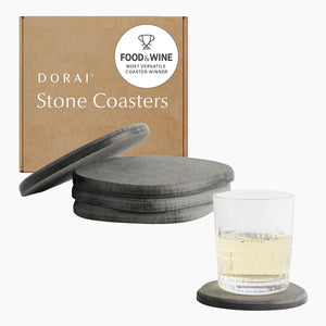 Dorai Home Stone Coasters Set - Diatomaceous Earth Water-Absorbing Drink Coaster for Coffee Table, Kitchen or Bar, Modern Stone Appearance - Slate - Set of 4