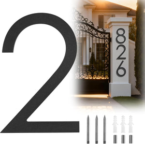Modern 12 Inch Metal House Numbers - Black, Floating, Rust-Proof for Outside Mailbox