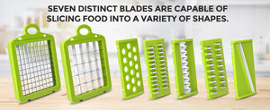 Yusshn Vegetable Chopper, 12-in-1 Food Veggie Chopper Cutter with Container - 7 Sharp Blades Dice, Slice, Shred and Grate for Salads, Onions and Meal Prep, with a Non-Slip Base and Drain Basket
