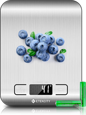 Etekcity Food Kitchen Scale, Digital Grams and Ounces, 11lb - Tare function, ideal for baking, weight loss, keto, meal prep, packages, liquids and jewelry, 304 Stainless Steel