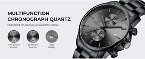GOLDEN HOUR Fashion Business Mens Watches with Stainless Steel Waterproof Chronograph Quartz Watch for Men, Auto Date