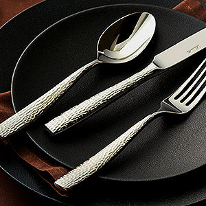 LUCIELLA 45-Piece Hammered 18/10 Forged Silverware Set and serving utensils - Stainless Steel Flatware Set, Dishwasher Safe, Service for 8, Forks and Spoons, Gift-ready Packaging for Housewarming (Ponza)