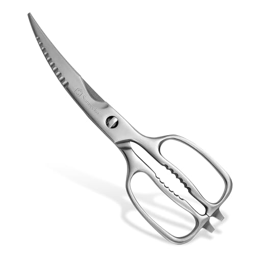 Sunnecko Heavy Duty Kitchen Scissors - Stainless Steel Kitchen Shears, Ultra Sharp Micro Serrated Poultry Shears, Cooking Scissors for Meat, Dishwasher Safe