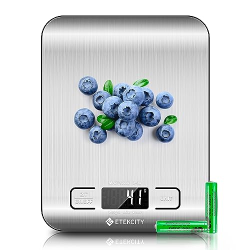 Etekcity Food Kitchen Scale, Digital Grams and Ounces, 11lb - Tare function, ideal for baking, weight loss, keto, meal prep, packages, liquids and jewelry, 304 Stainless Steel