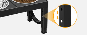 XIAZ Elevated Dog Bowls Large Breed Raised Dogs Bowl Stand Large/Medium Sized Dog Stainless Steel Food Water Bowl Stands 5 Heights Adjustable 9/11/12/14in Black Pet Feeder Dish Station