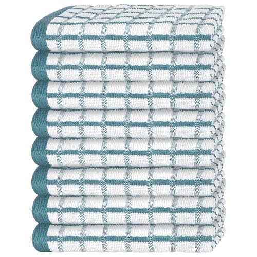 Premium Dish Towels for Kitchen, 8 Pack, 16x26 - 100% Cotton Kitchen Towels with Hanging Loop, Ultra Absorbent and Thick 410 GSM, Multicolor