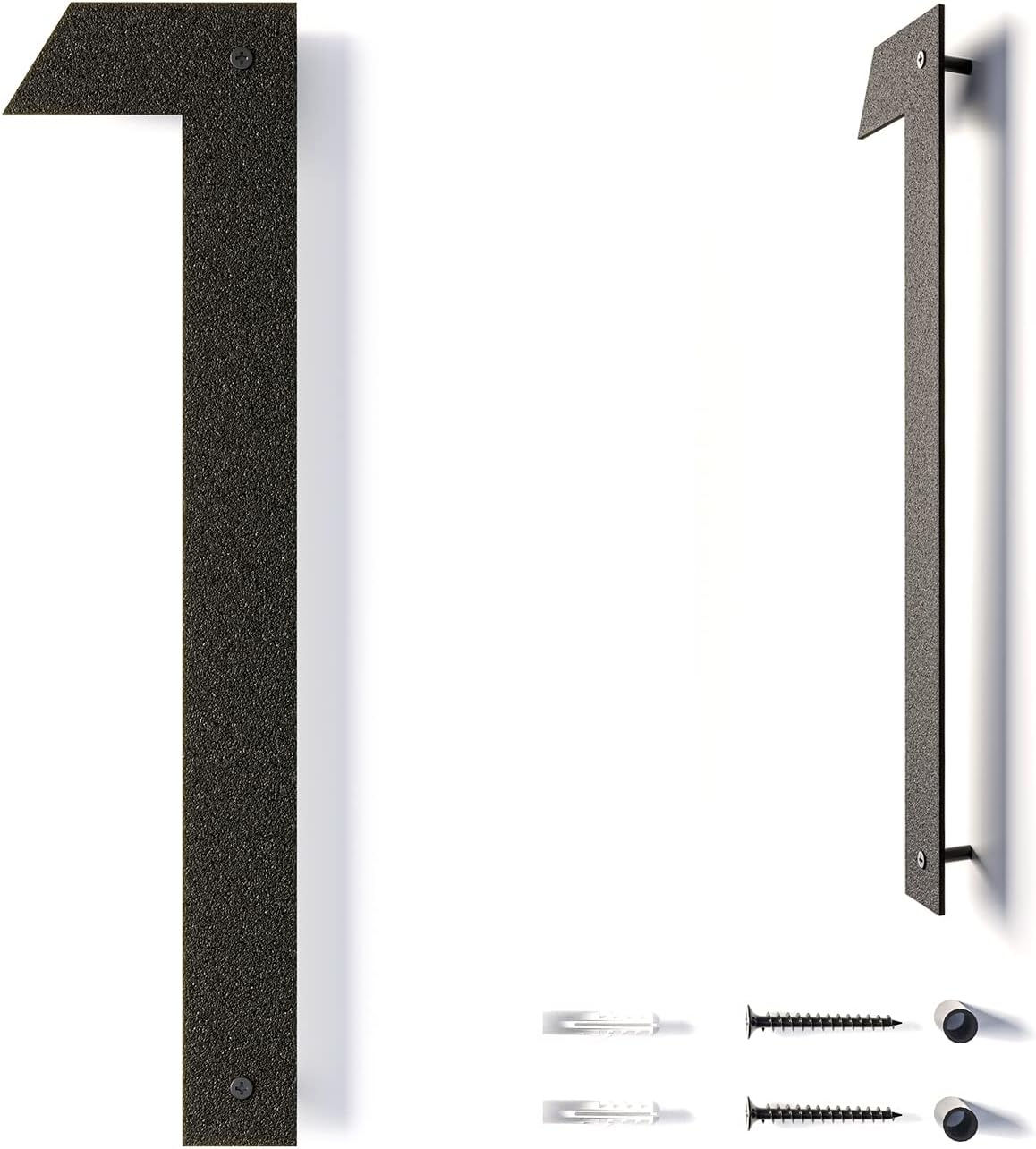 Modern 12 Inch Metal House Numbers - Black, Floating, Rust-Proof for Outside Mailbox