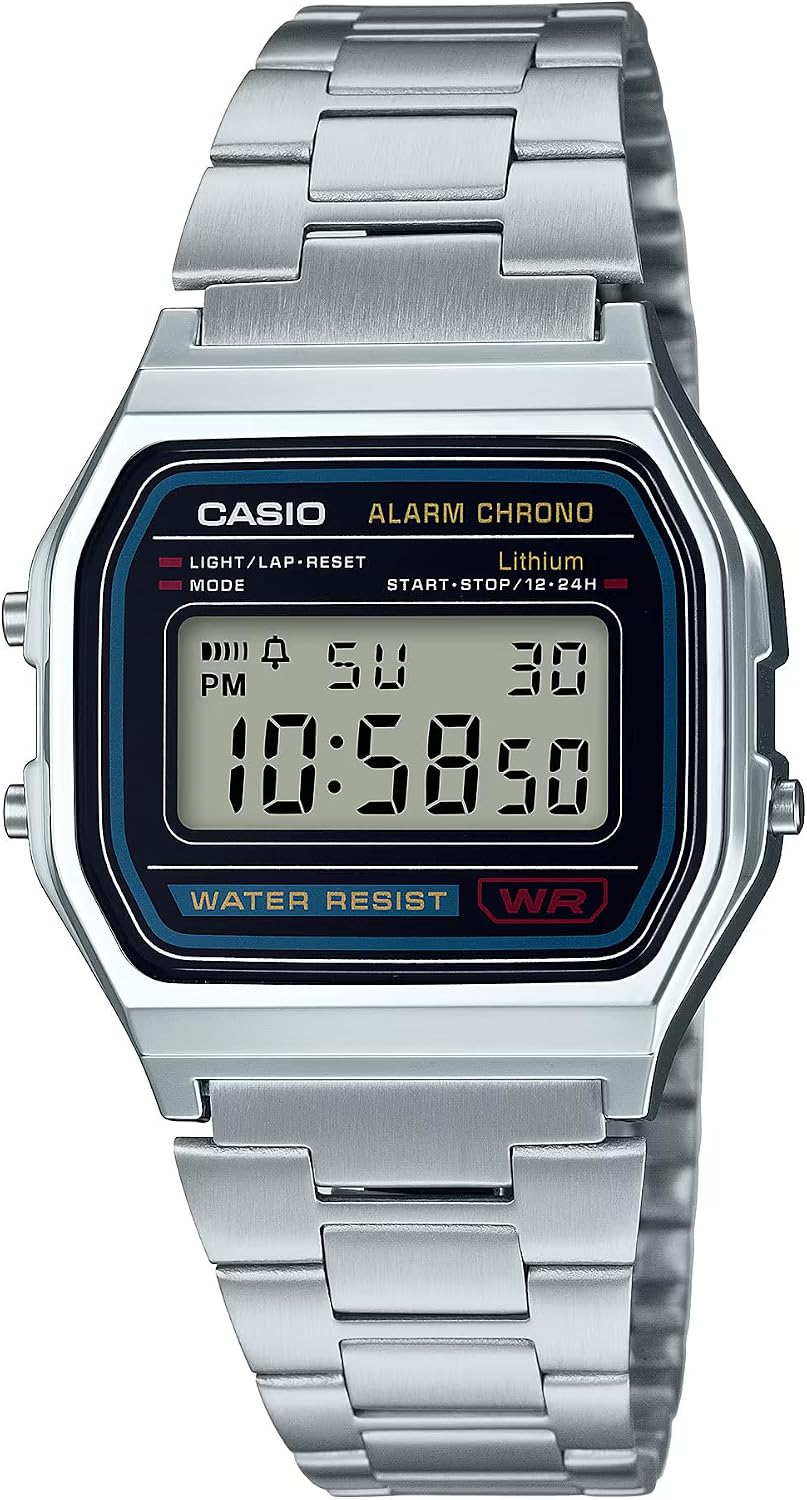 Casio A158WA Series - Unisex Digital Watch - Vintage - WR - 100 SEC Stop Watch - Daily Alarm - Regular Time Keeping: Hour, Minute, Second, PM, Date, Day - Led Light - 7 Yr Battery