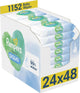 Pampers Harmonie Aqua Baby Wipes Plastic Free – 1152 Count | 99% Water | Sensitive & Newborn Skin