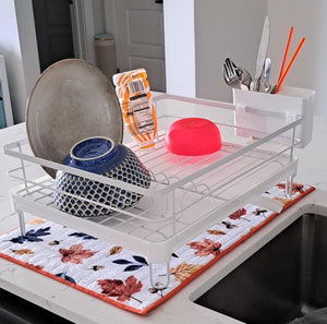 Kitsure Dish Drying Rack for Kitchen Counter, 12''W x 15.5''L, Black - Stainless Steel Sink Organization, Cutlery Holder, Home and Appartment Decor