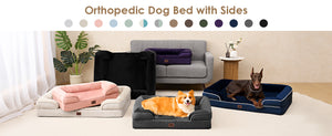 EHEYCIGA Orthopedic Dog Beds Large Sized Dog, Waterproof Memory Foam Pet Bed with Sides, Non-Slip Bottom Large Pet Bed with Washable Removable Cover, Grey - Non-Slip Bottom and Egg-Crate Memory Foam XL Dog Couch Bed with Washable Removable Cover, Grey