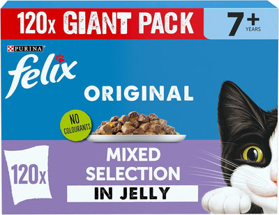 FELIX Original Senior 7+ Mixed Selection in Jelly Wet Cat Food – 120 x 85g