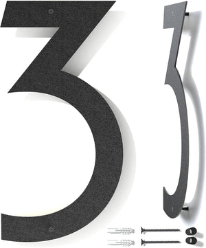 Modern 12 Inch Metal House Numbers - Black, Floating, Rust-Proof for Outside Mailbox