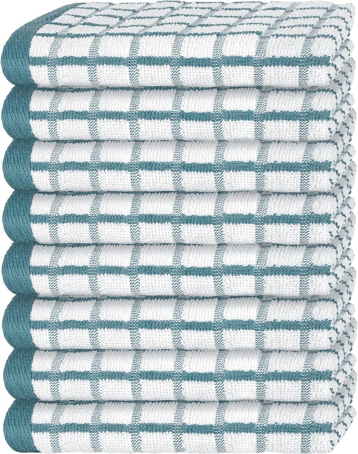 Premium Dish Towels for Kitchen, 8 Pack, 16x26 - 100% Cotton Kitchen Towels with Hanging Loop, Ultra Absorbent and Thick 410 GSM, Multicolor