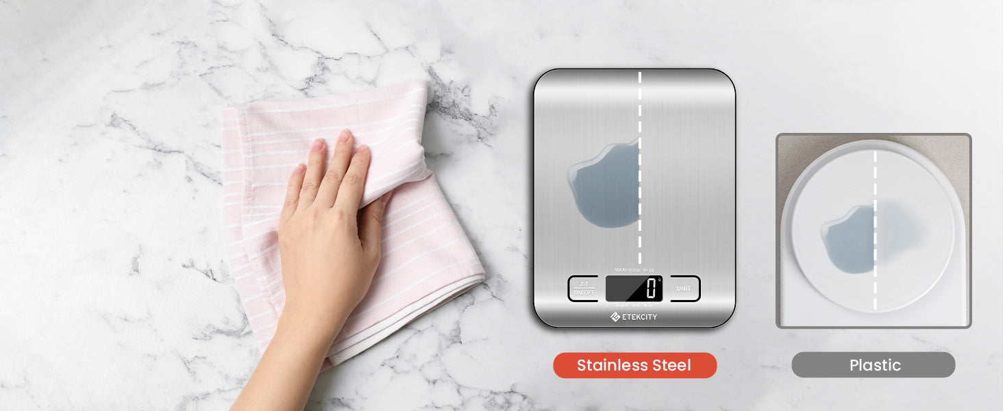 Etekcity Food Kitchen Scale, Digital Grams and Ounces, 11lb - Tare function, ideal for baking, weight loss, keto, meal prep, packages, liquids and jewelry, 304 Stainless Steel