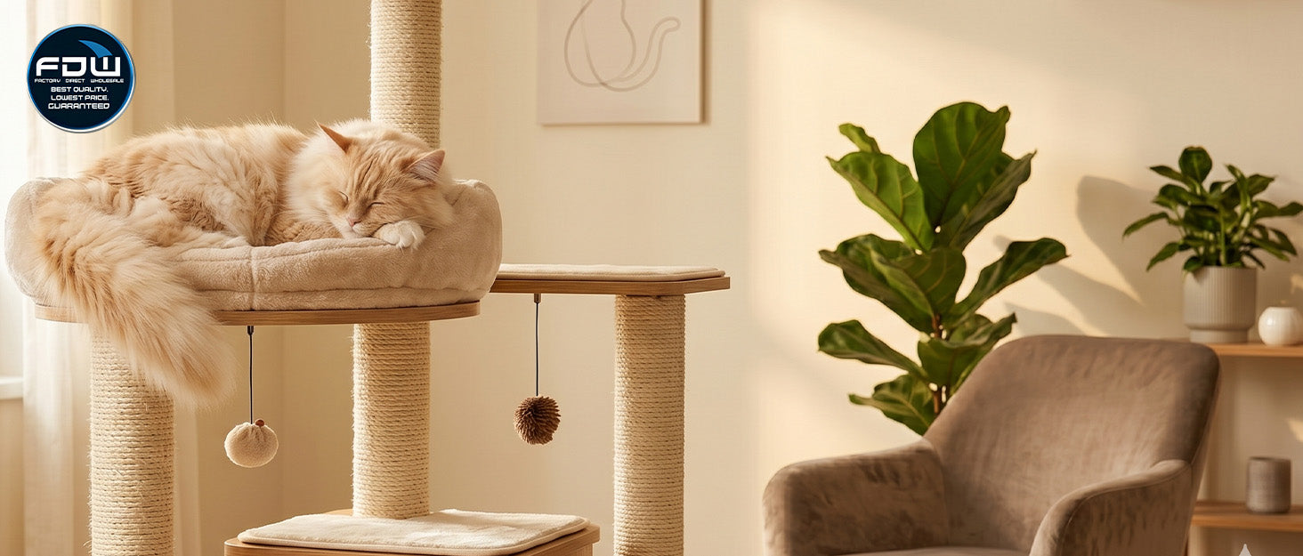 FDW - 54" Cat Tree Tower - Dark Gray - Multi-Level Indoor Activity Center - with Sisal Scratching Posts, Condos, Plush Perches, Hanging Cat Toys - Sturdy, Easy to Assemble - for Kittens & Adult Cats
